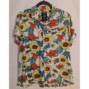 Super Massive Mens Short Sleeve Hawaiian Shirt Floral Button Up Size M‎